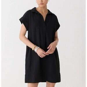 New J. Crew Size Petite XS V-neck shirtdress in soft gauze Black BP865